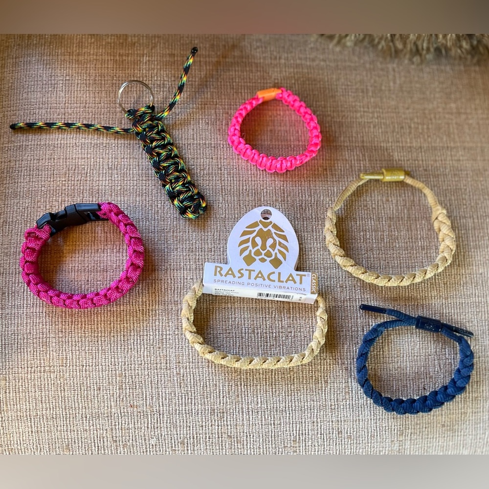 Paracord Bracelets/Keychain Lot.The (3) Rastaclat bracelets are adjustable